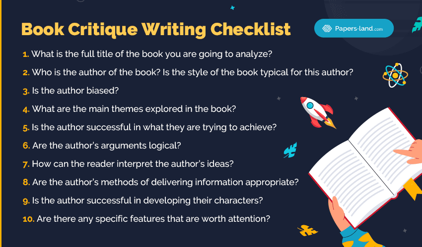Book Critique Writing Checklist